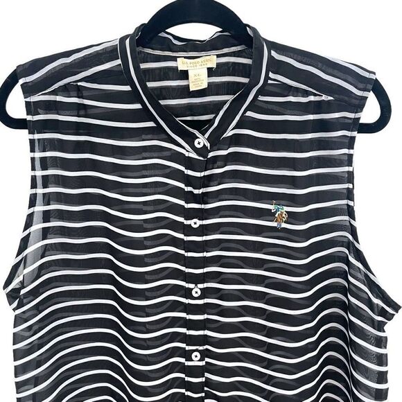 US Polo Assn Sheer Button Up Top - Picture 2 of 7